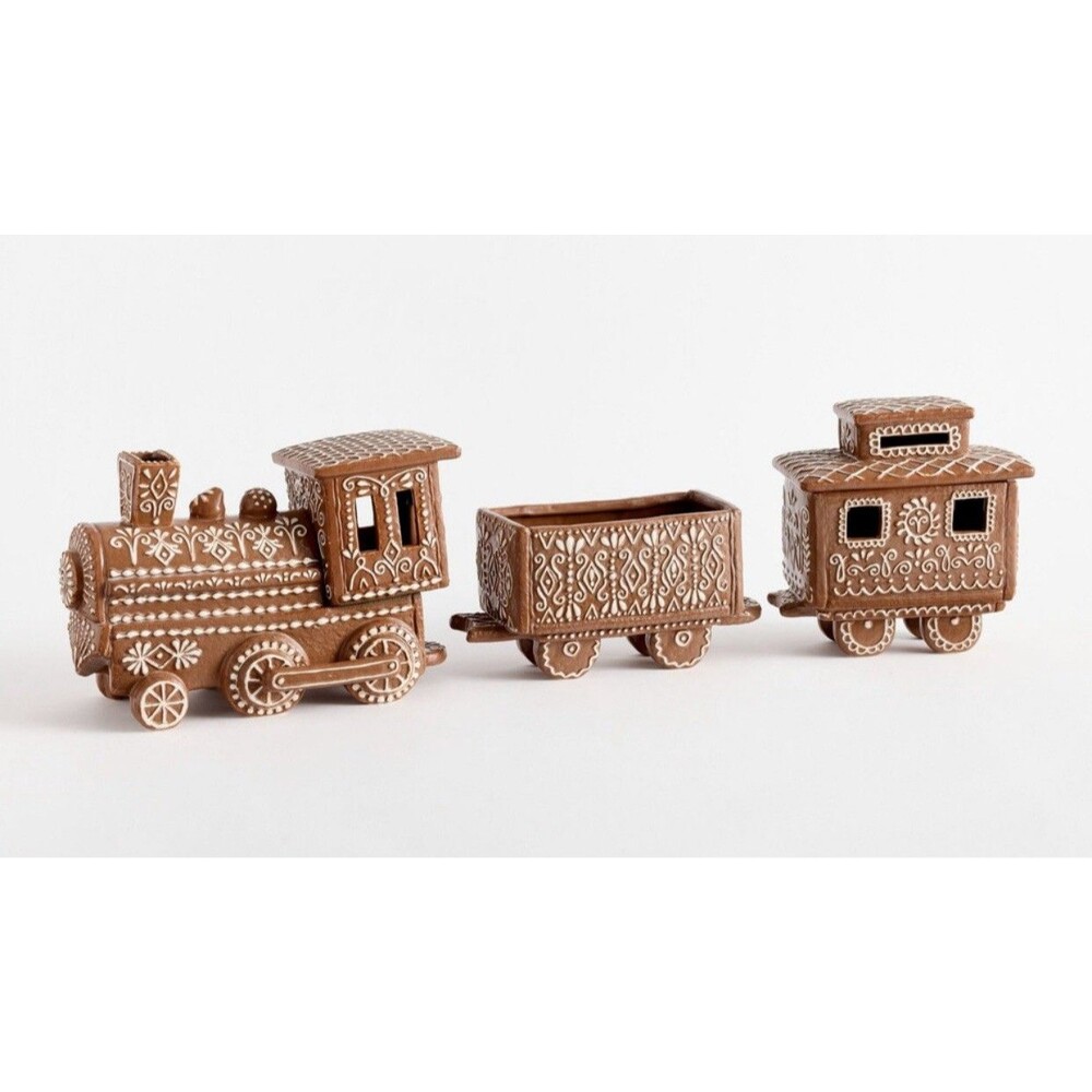 NEW POTTERY BARN HANDCRAFTED CERAMIC GINGERBREAD TRAIN - Holiday / Christmas